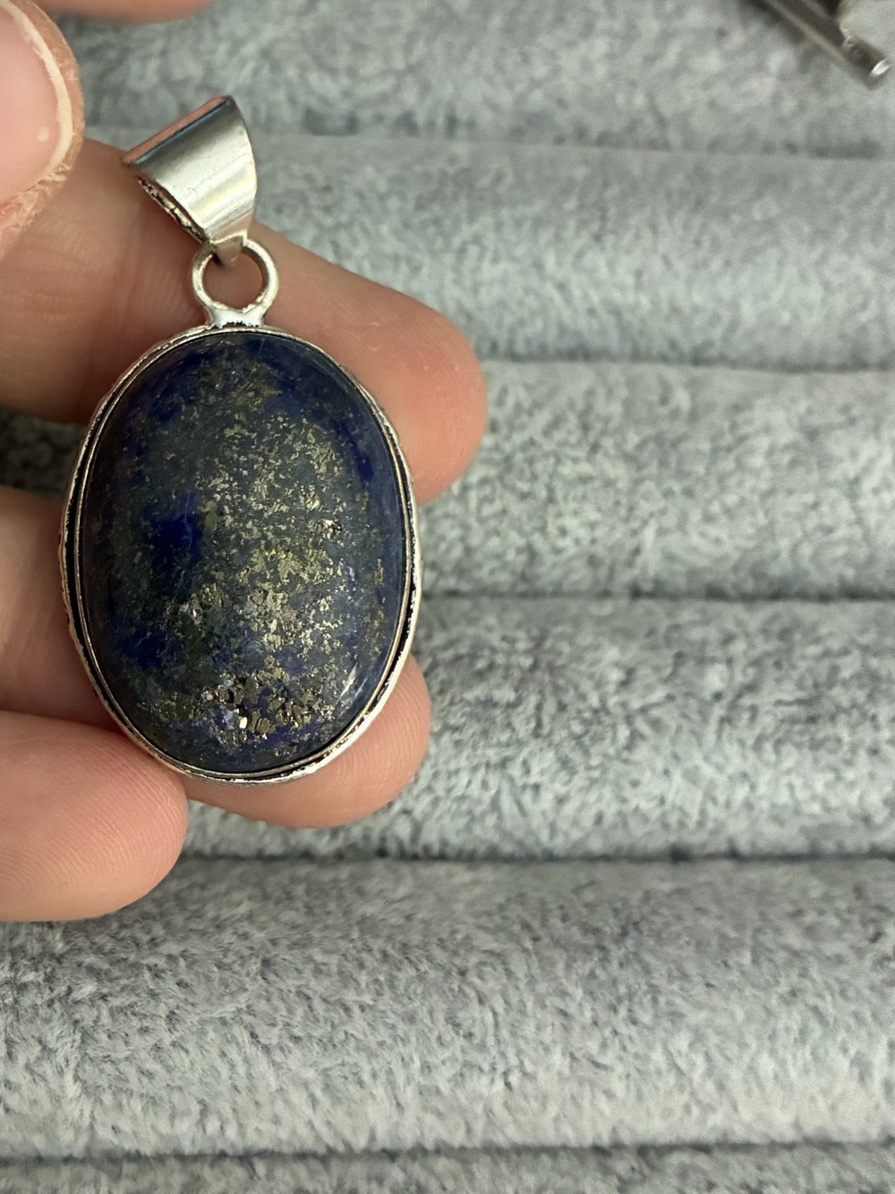 Sterling Silver Lapis Lazuli Oval Pendant - Blue